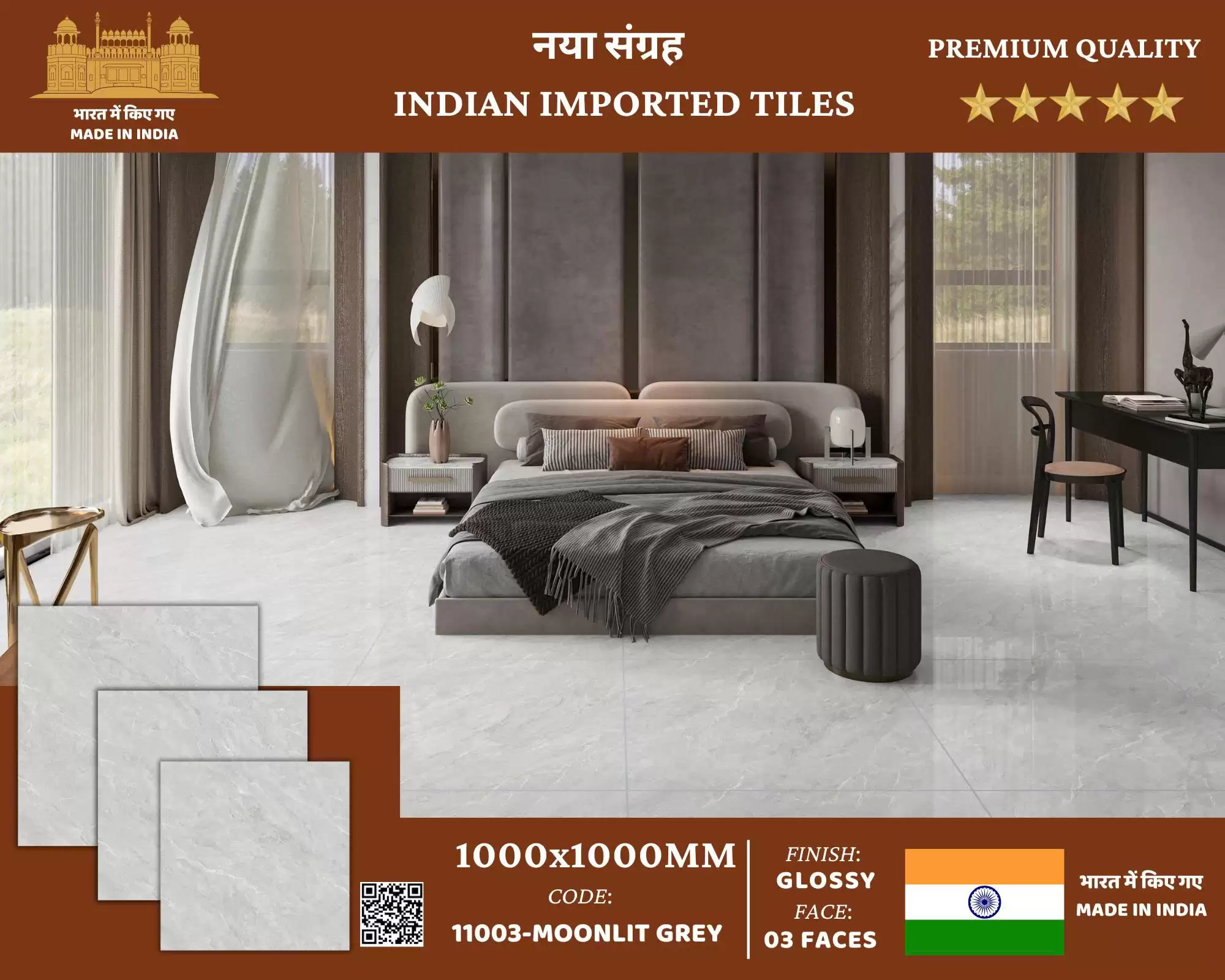 (1000x1000mm) GẠCH KHỔ LỚN XÁM ÁNH BẠC VÂN SƯƠNG MỜ