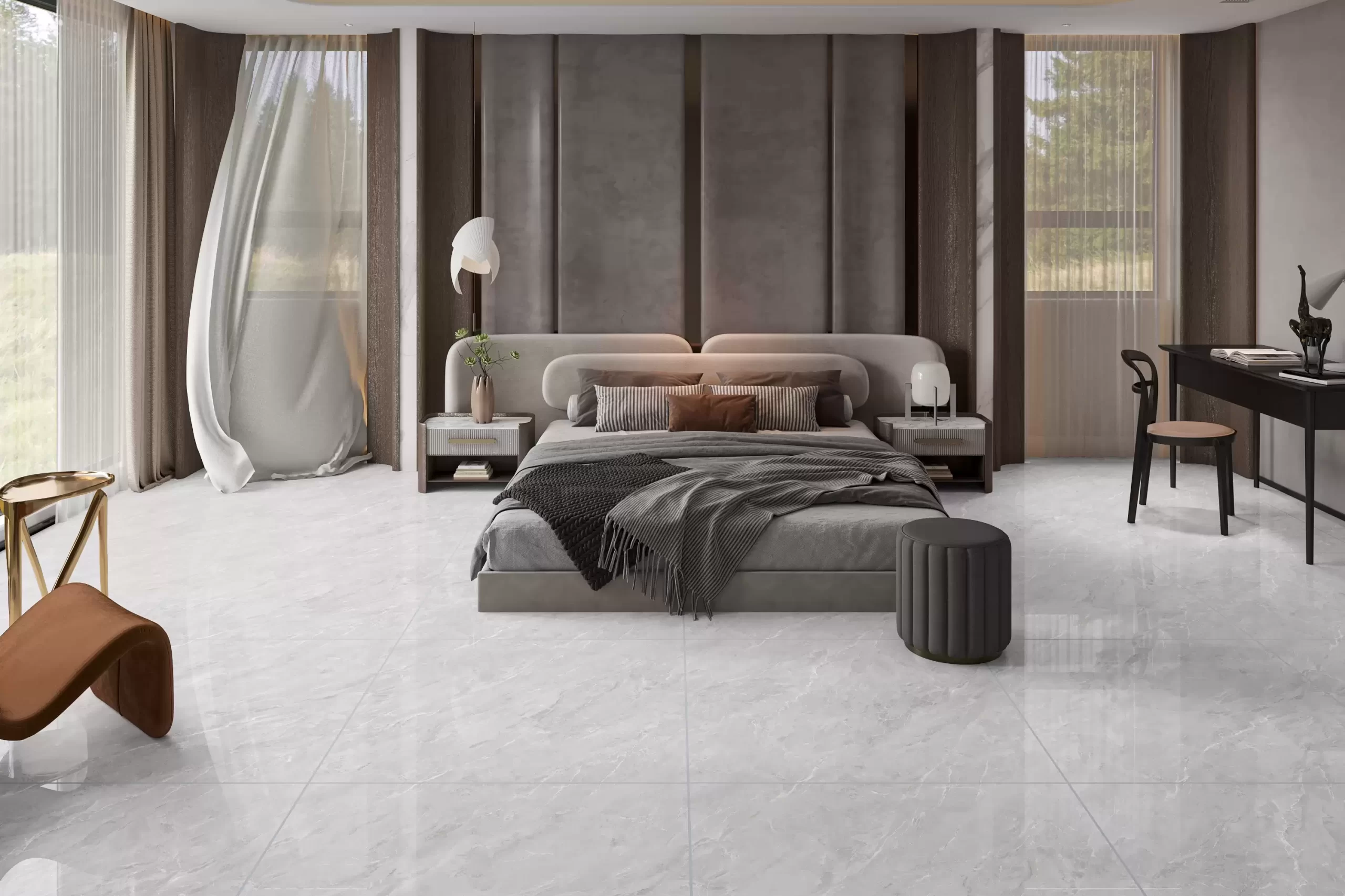 (1000x1000mm) GẠCH KHỔ LỚN XÁM ÁNH BẠC VÂN SƯƠNG MỜ