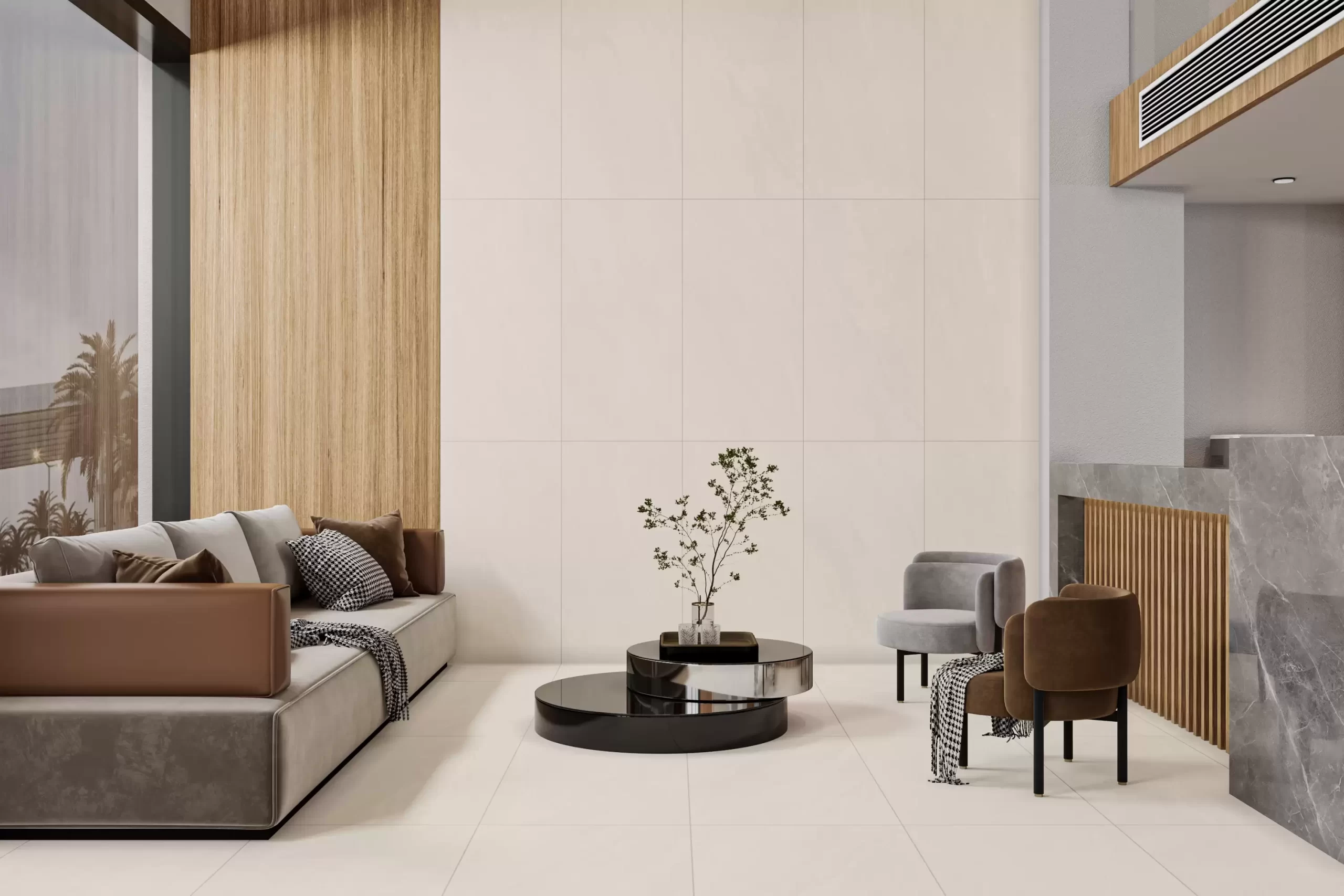 (600x1200mm) GẠCH KHỔ LỚN TRẮNG NGÀ BE VÂN MÂY 61201 – TUSCAN BIANCO